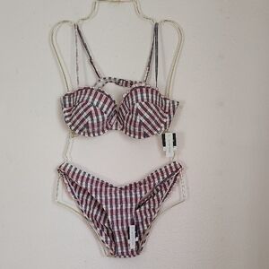 Topshop Plaid 2 Piece Bathing Suit Size 8 & 10